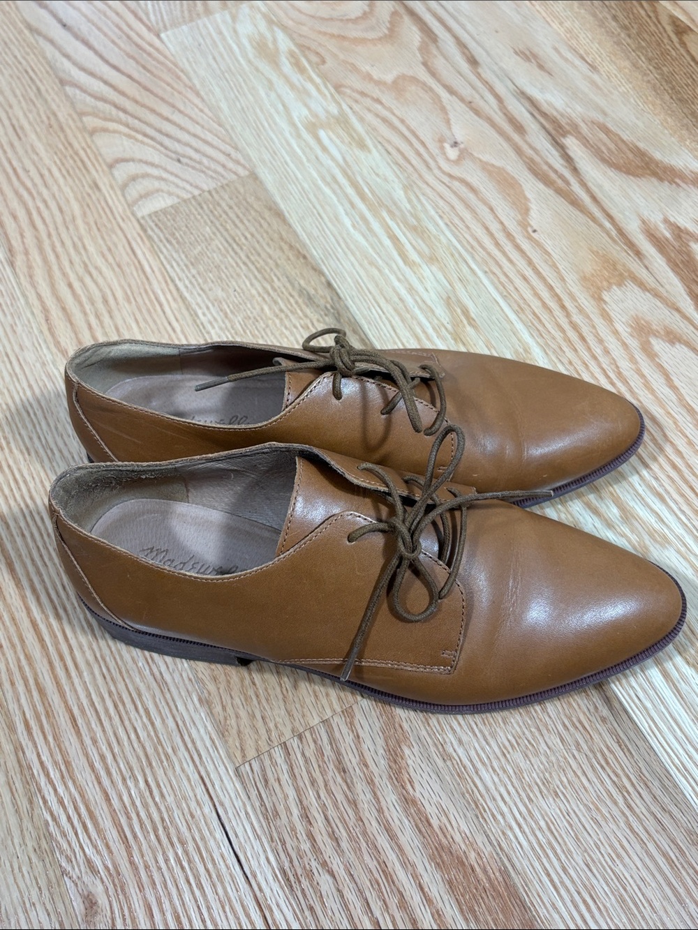 Madewell Cognac Leather Lace-Up Oxfords